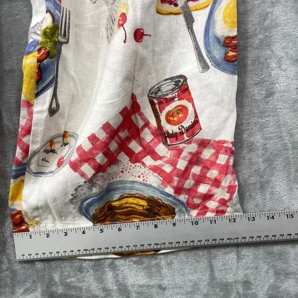 Kimchi Blue Sz S Caroline Smocked Wide Leg Linen-Blend Pant Novelty Diner Print - Picture 8 of 11